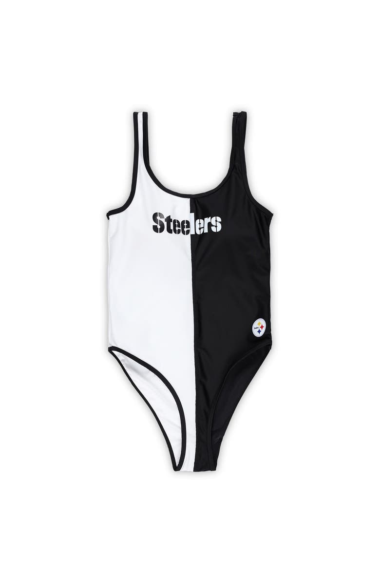 G-III 4HER BY CARL BANKS Women's G-III 4Her by Carl Banks Black/White Pittsburgh Steelers Last Stand One-Piece Swimsuit, Alternate, color, Black