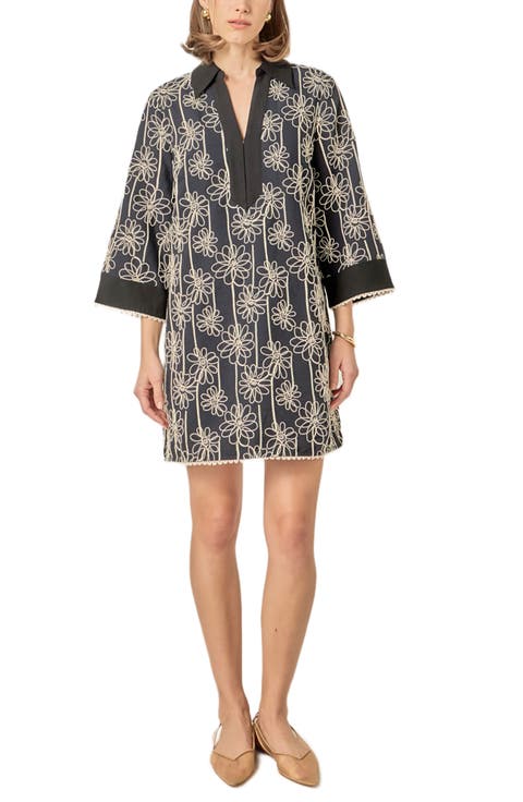 Floral Embroidery Shift Minidress