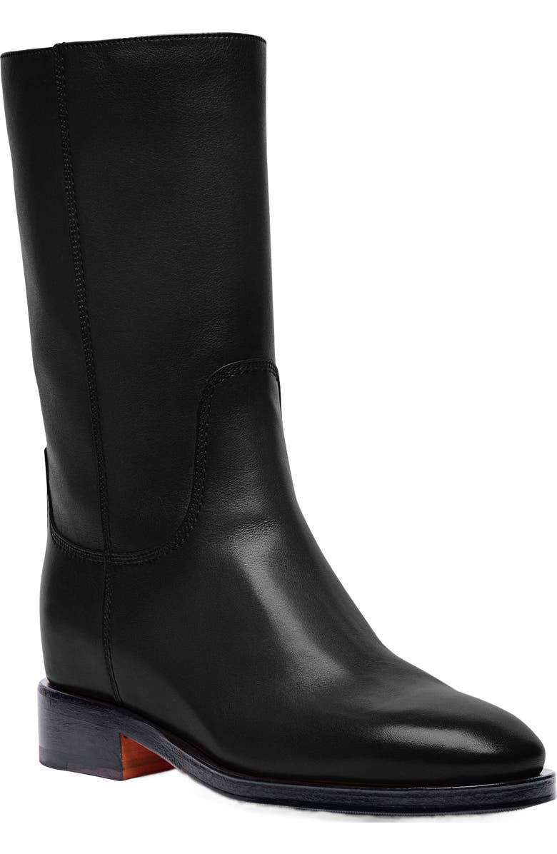 Santoni Women's Fleeces Black Leather Boot, Alternate, color, Black