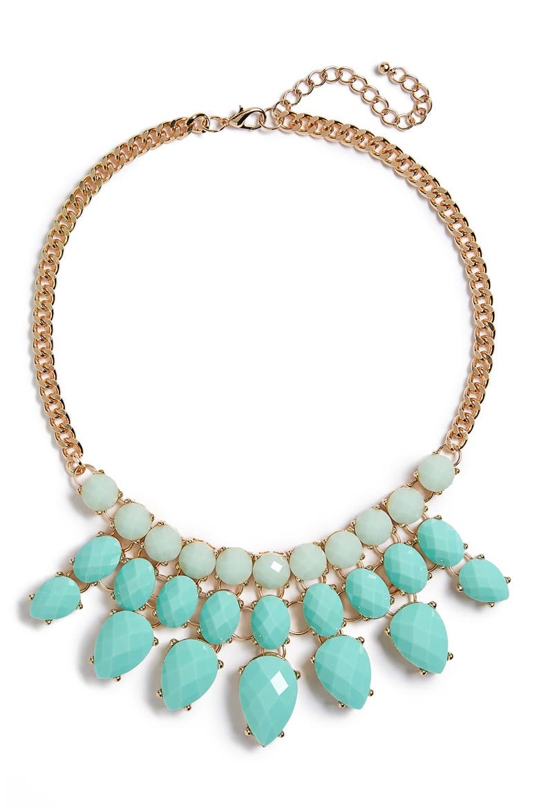 Faceted Bead Statement Necklace, Main, color, TURQUOISE
