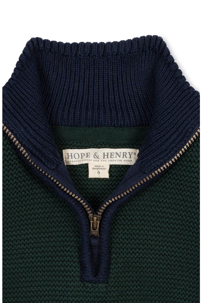 Kids' Organic Half Zip Kanga Sweater, Alternate, color, Navy and Deep Green