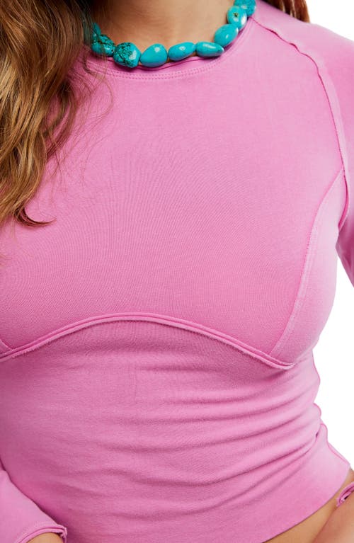 Free People Protagonist Long Sleeve Crop T-shirt In Pink