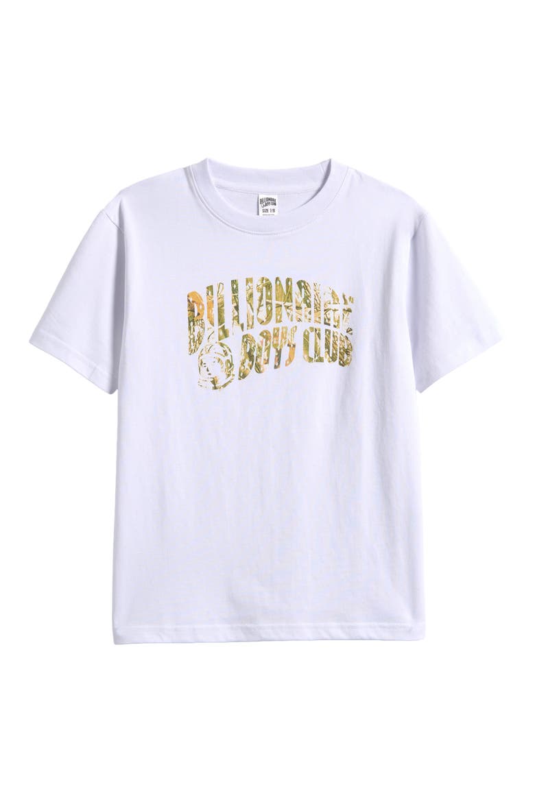 Kids' Camo Curve Logo Graphic T-Shirt, Main, color, WHITE