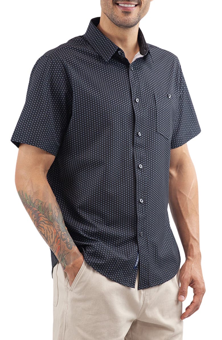 JACHS Classic Fit Short Sleeve Button-Up Tech Shirt, Main, color,