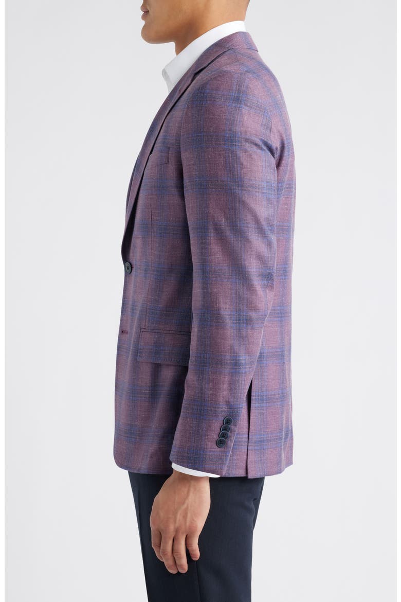 Hyperlight Soft Purple Plaid Wool & Silk Blend Sport Coat, Alternate, color, PURPLE