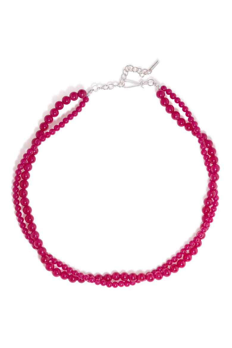 Chalcedony Beaded Necklace, Main, color, PINK