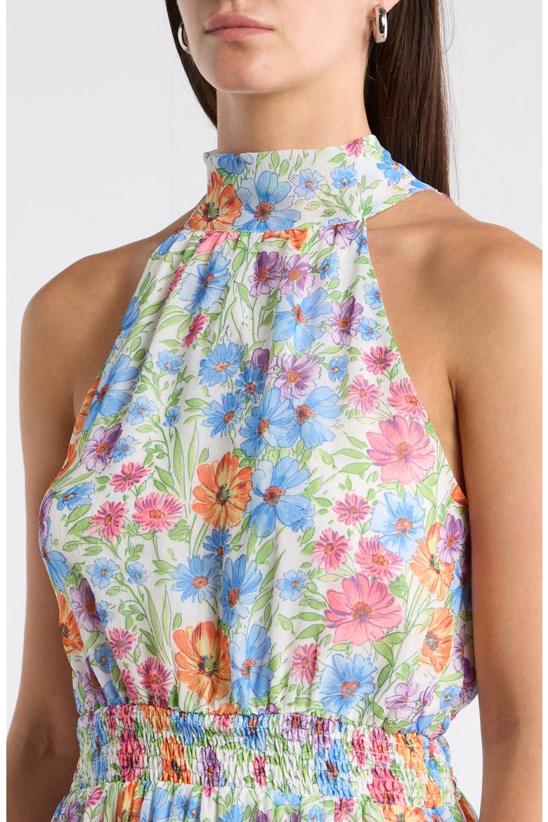 Ezia Garden Jetter Halter Maxi Dress, Alternate, color, BLUE-PINK-YELLOW