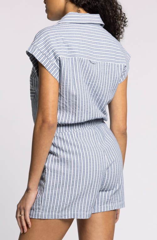 Thread & Supply Marina Stripe Cotton Romper In Gray