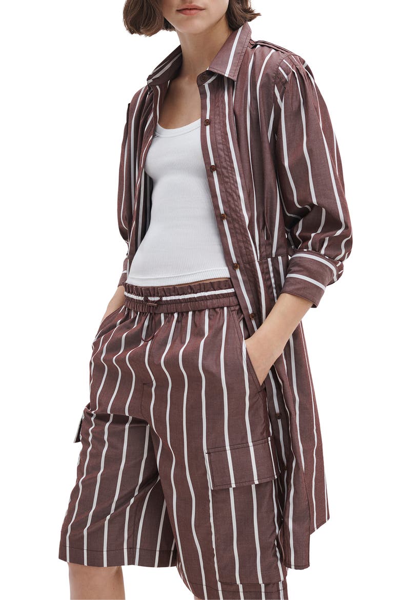 Taylor Stripe Tie Waist Long Sleeve Shirtdress, Alternate, color, ROSEWOOD STRIPE