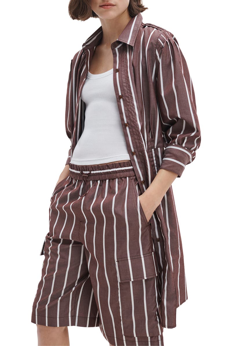 rag & bone Taylor Stripe Tie Waist Long Sleeve Shirtdress, Alternate, color, Rosewood Stripe