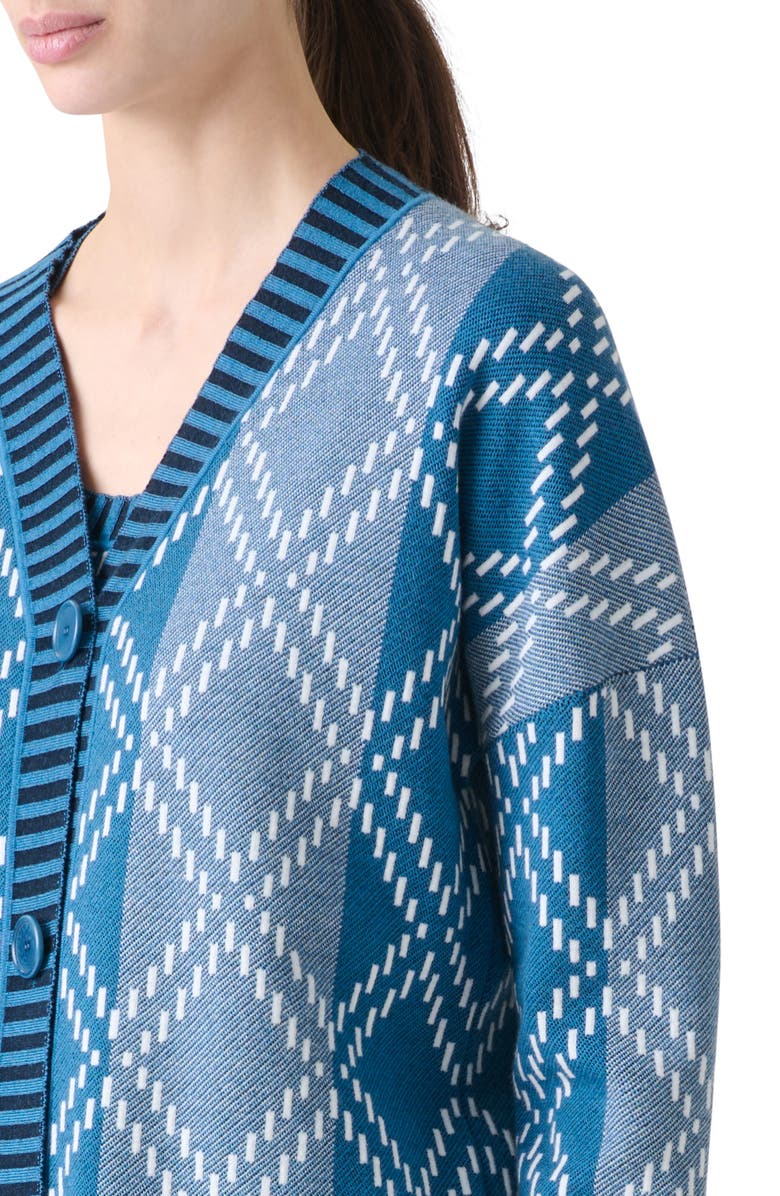 Akris punto Diamond Jacquard Cardigan, Alternate, color, Medium Blue-Multicolor