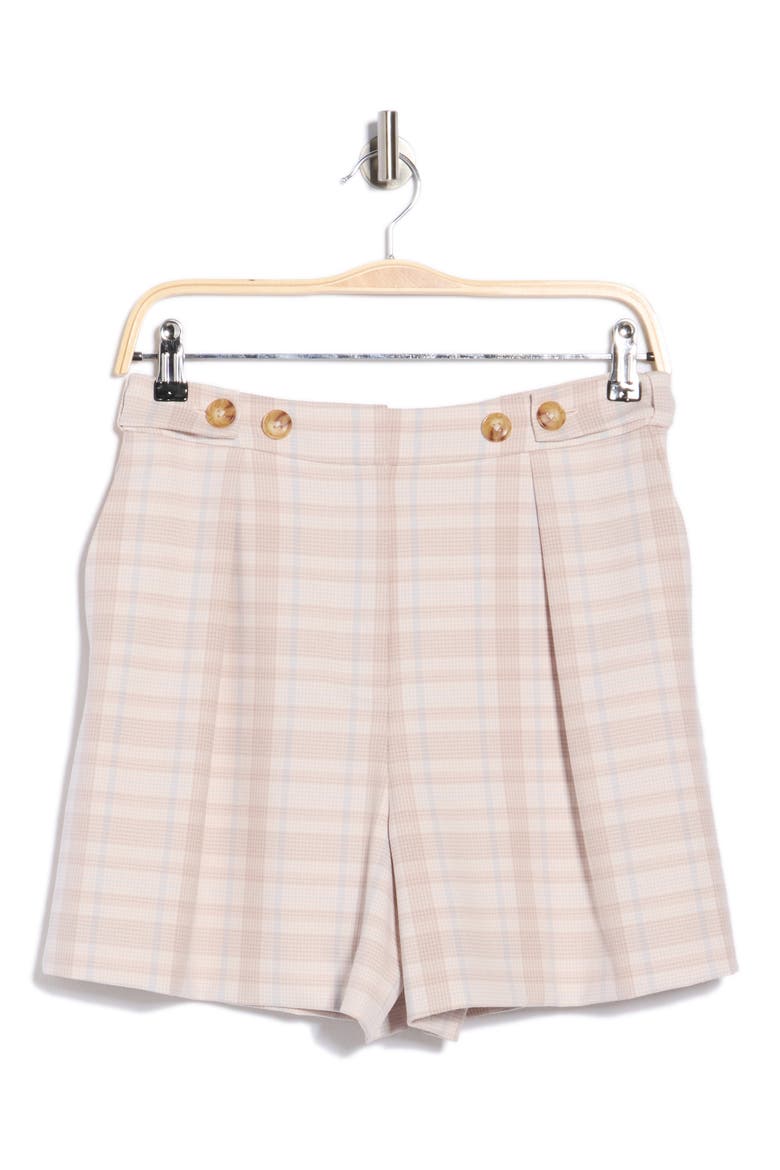 Boswell Plaid Shorts, Alternate, color, TAUPE/ BLUE PLAID