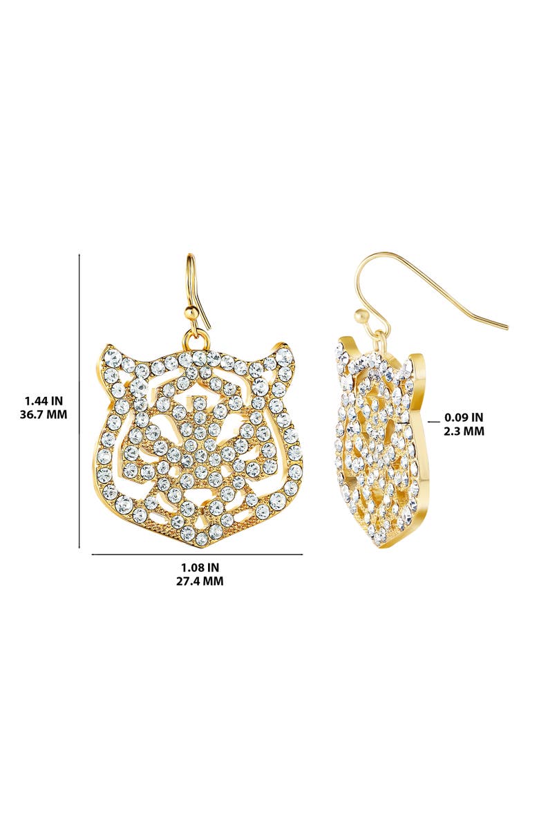 Jessica Simpson Tiger Drop Earrings with Clear Crystals, Alternate, color, Gold