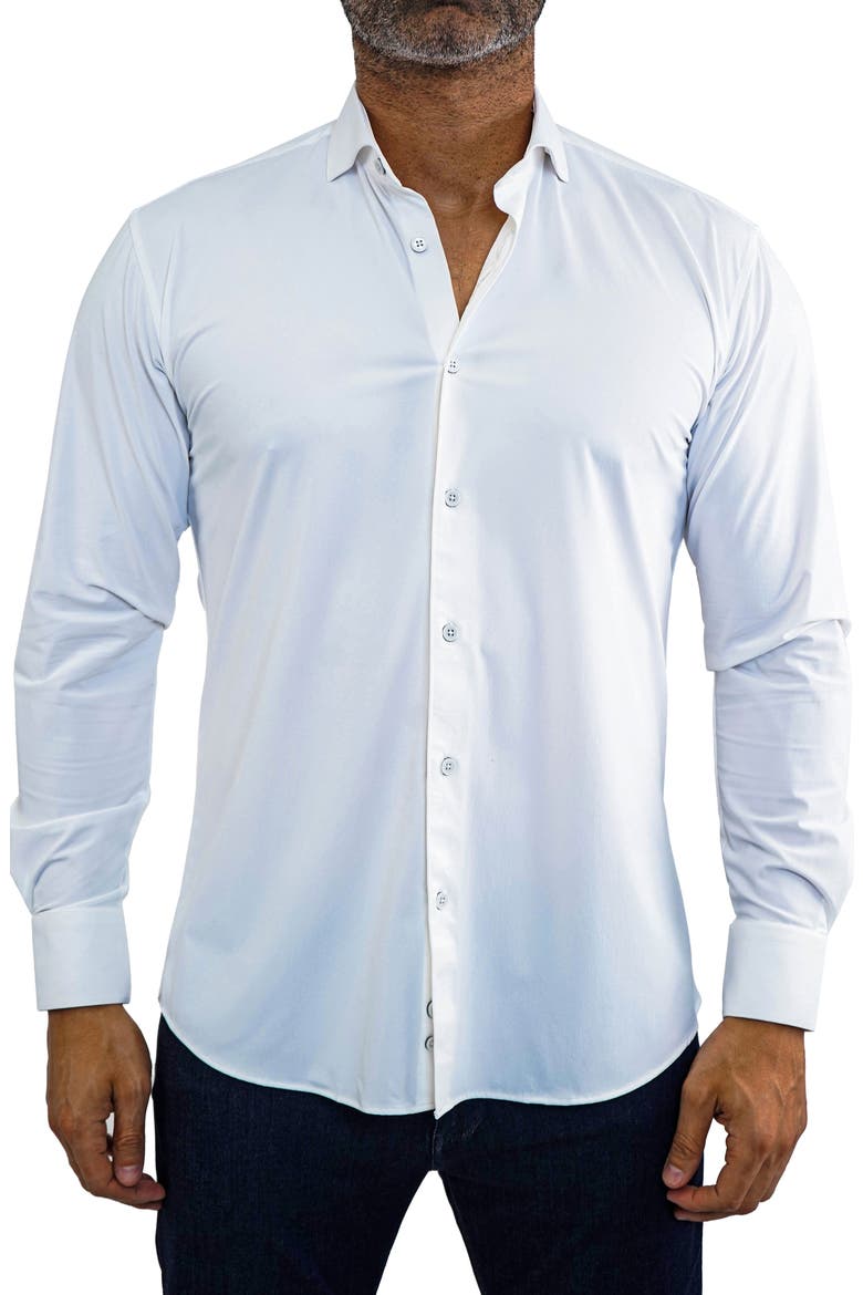Einstein Contemporary Fit Stretch Button-Up Shirt, Main, color, WHITE