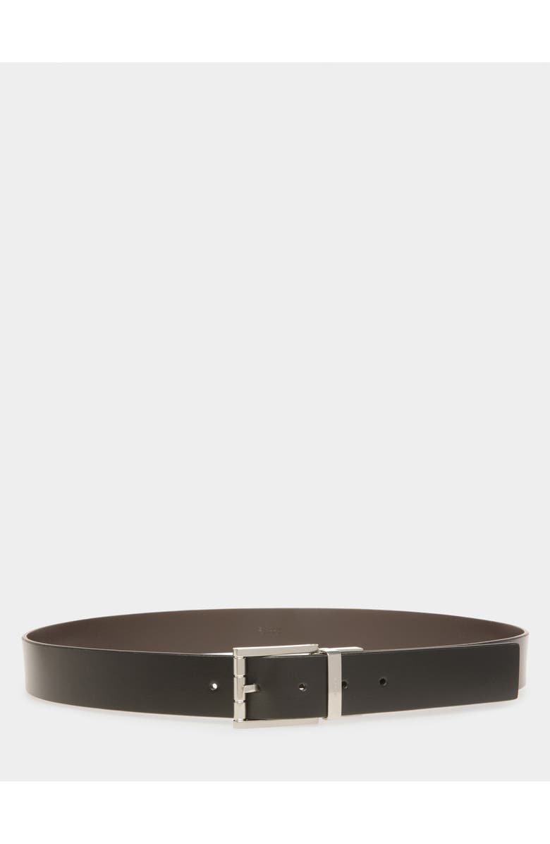 Bally Dress Belt In Leather, Main, color, Black+Palladio