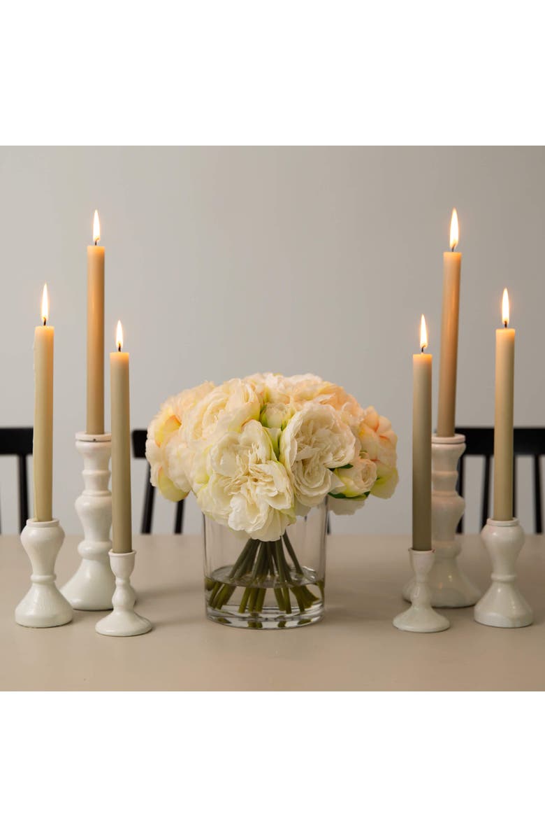 NEARLY NATURAL Wedding Collection 11-in Artificial Peony Arrangement in Glass Vase, Alternate, color, Green/White