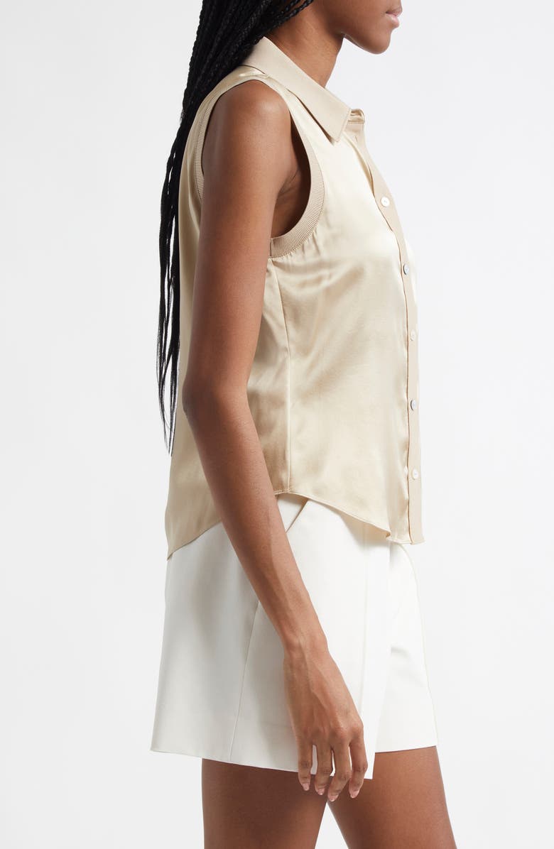 Cinq à Sept Giselle Silk Sleeveless Shirt, Alternate, color, Khaki