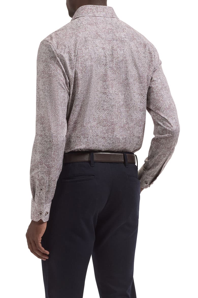James OoohCotton® Abstract Print Button-Up Shirt, Alternate, color, BURGUNDY