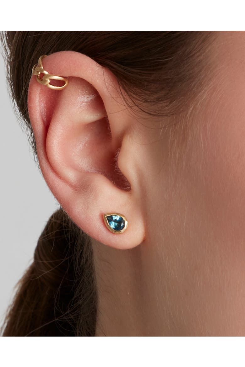 Single Drop Stud Deep Blue Topaz, Alternate, color, Deep Blue Topaz