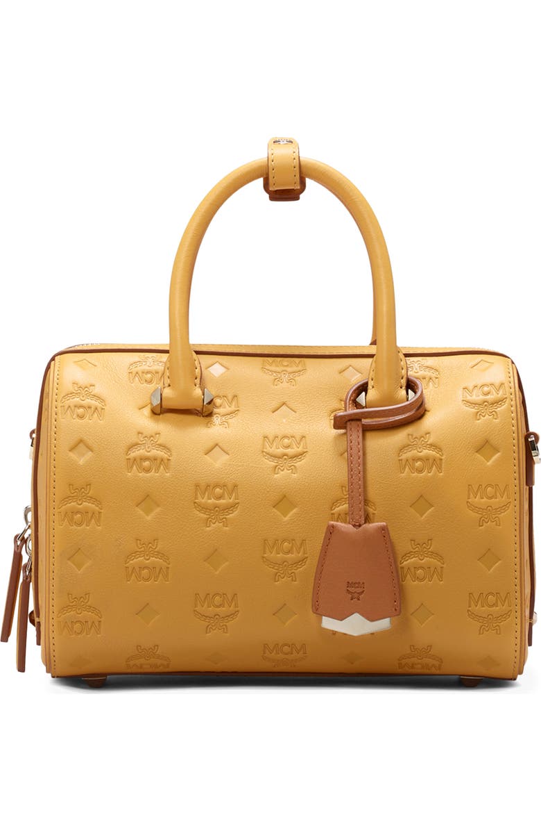 MCM Essential Boston 23 Monogram Leather Satchel, Main, color,