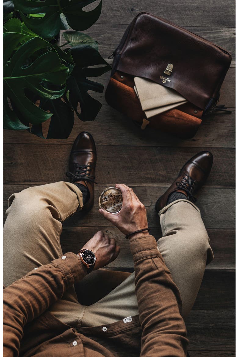 The Chrono S2 Chronograph Leather Strap Watch, 40mm, Alternate, color, BLACK/ ROSE GOLD