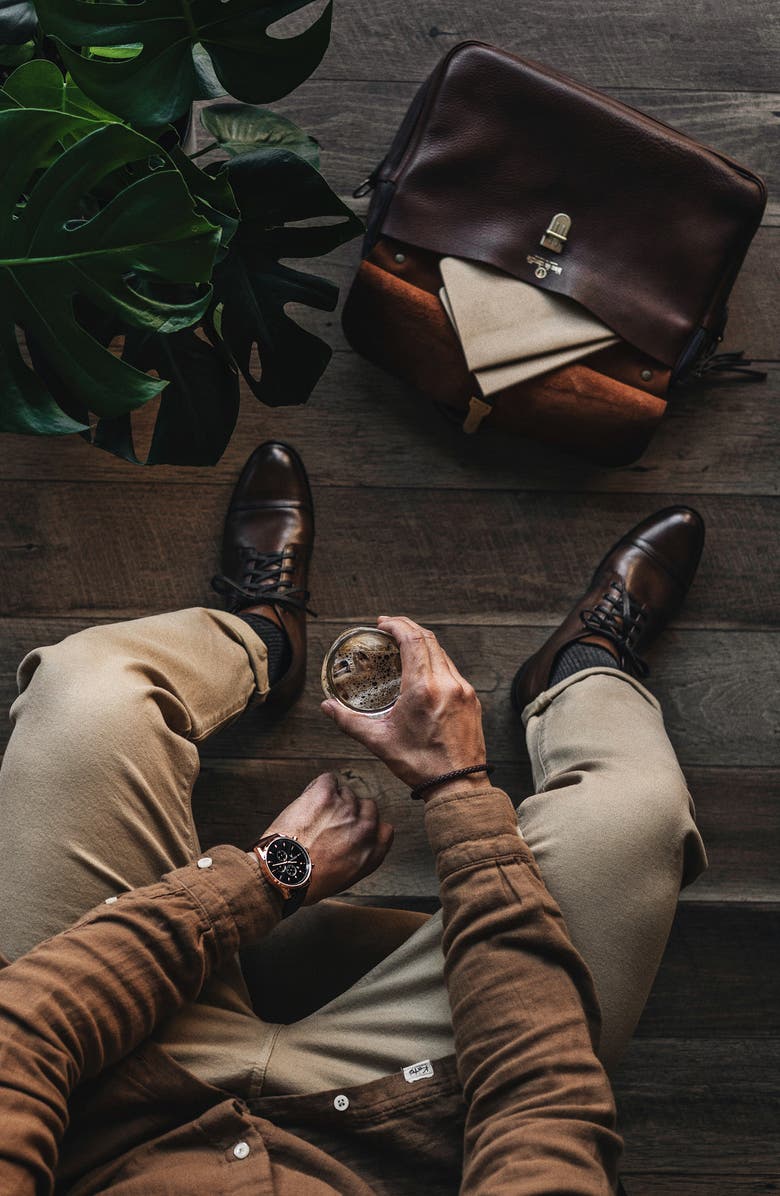 Vincero The Chrono S2 Chronograph Leather Strap Watch, 40mm, Alternate, color, Black/ Rose Gold