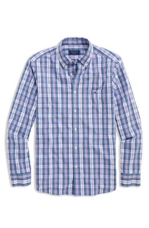 Washashore Classic Fit Plaid Stretch Cotton Button-Down Shirt