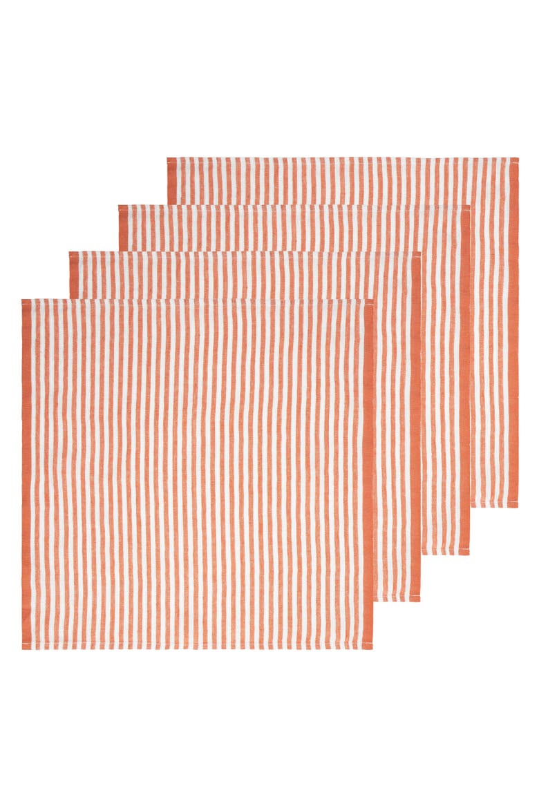 Ticking Stripe Napkins - Set of 4, Main, color, Clementine 20" x 20"