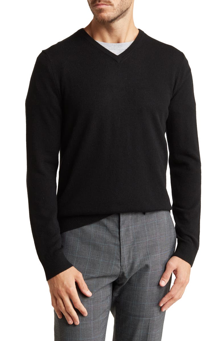 autumn cashmere V-Neck Merino Wool & Cashmere Sweater, Main, color, 