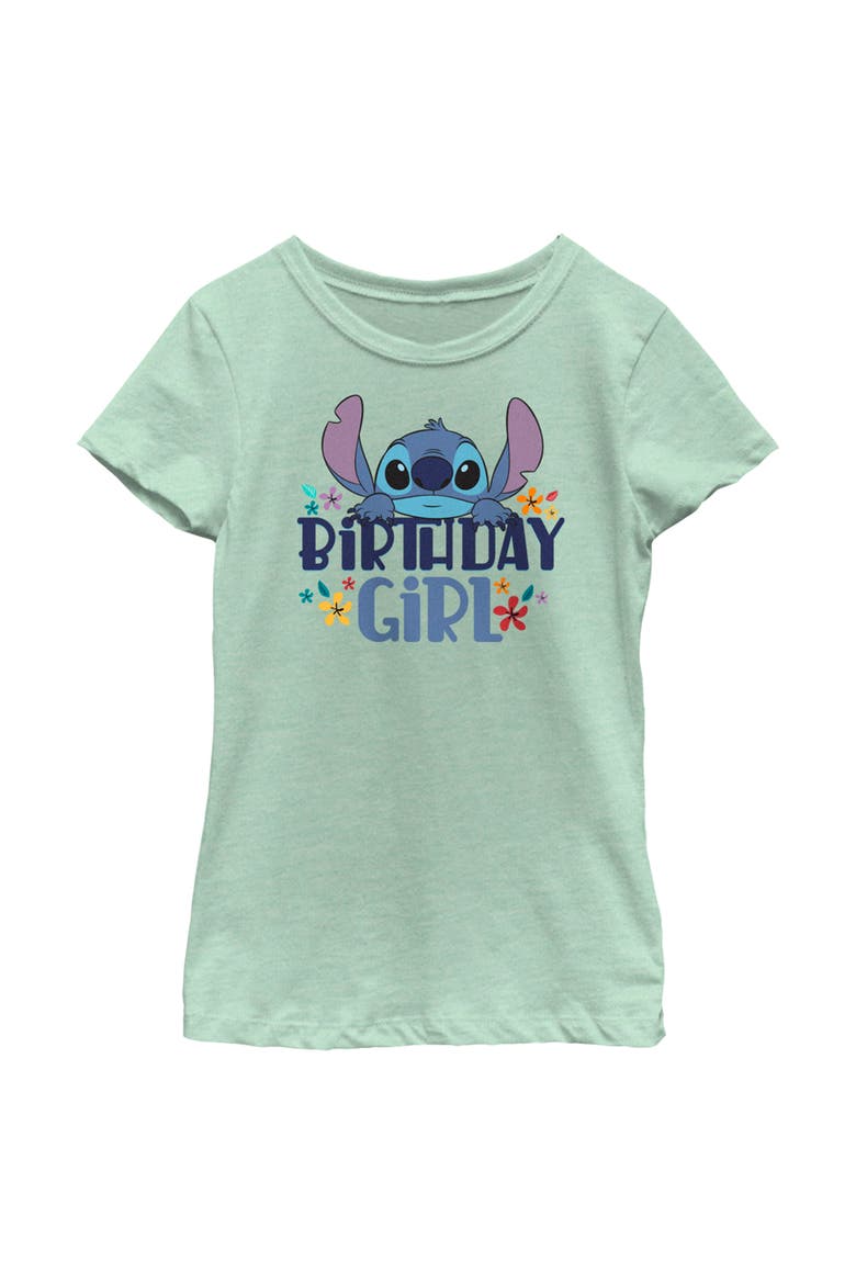 Girls' Birthday Girl Stitch Graphic Tee, Main, color, Mint