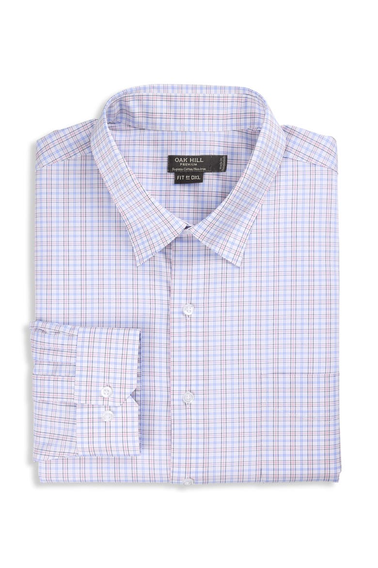 Big & Tall Wrinkle-Resistant Grid Patterned Dress Shirt, Main, color, PINK