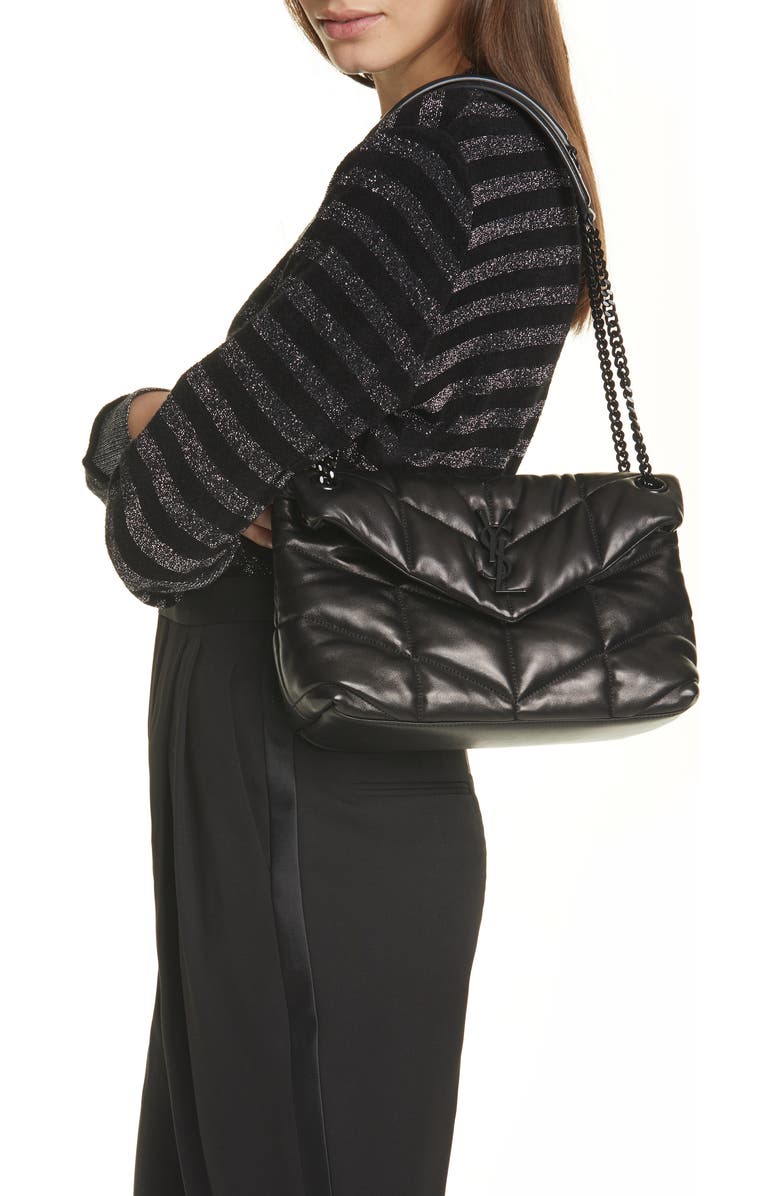 Saint Laurent Small Loulou Leather Puffer Bag, Alternate, color,