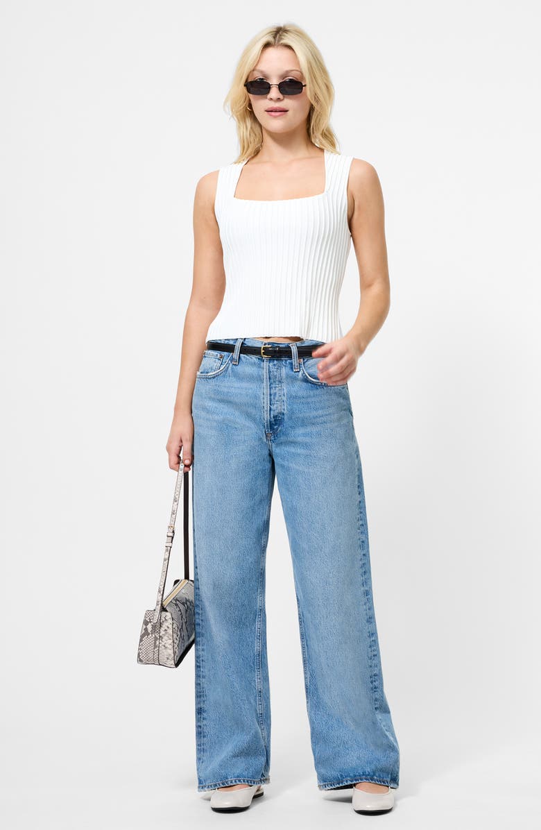 French Connection Ottoman Crinkle Sleeveless Top, Alternate, color, Porcelain Cream