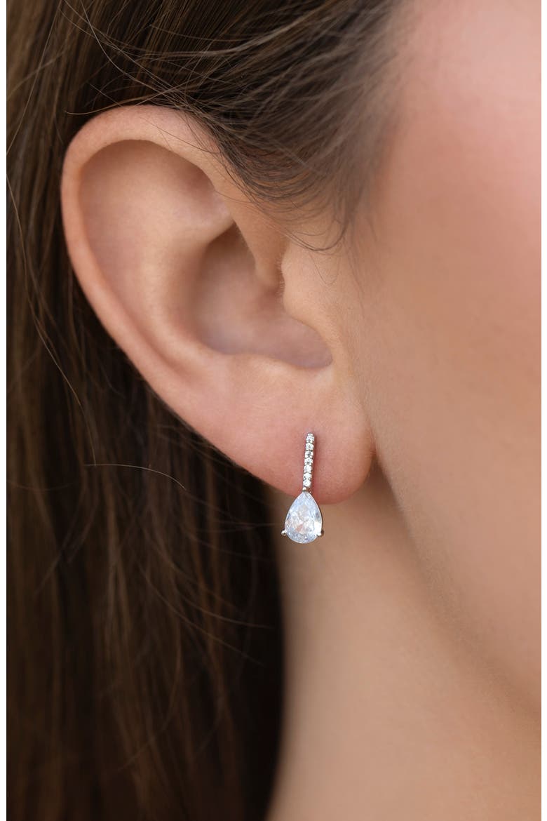 Cape May Pavé Cubic Zirconia Pear Drop Earrings, Alternate, color, SILVER