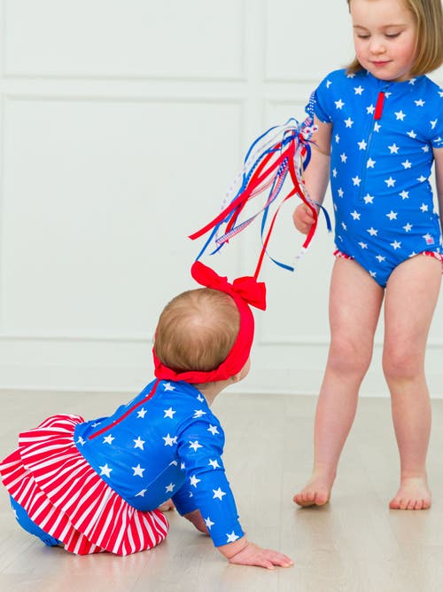 Rufflebutts Baby Girls Upf50+ Long Sleeve Skirted One Piece Rash Guard
