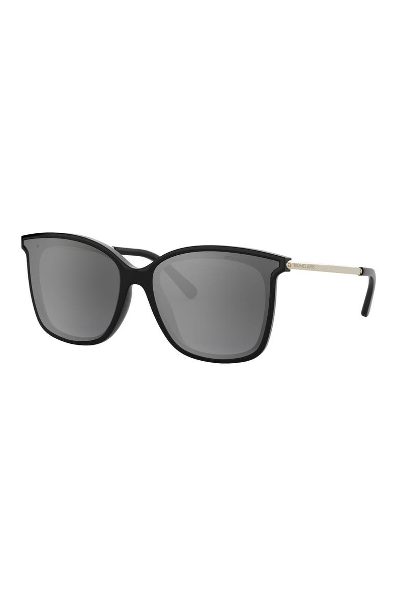 61mm Polarized Cat Eye Sunglasses, Alternate, color, BLACK/ GREY GRAD MIRR