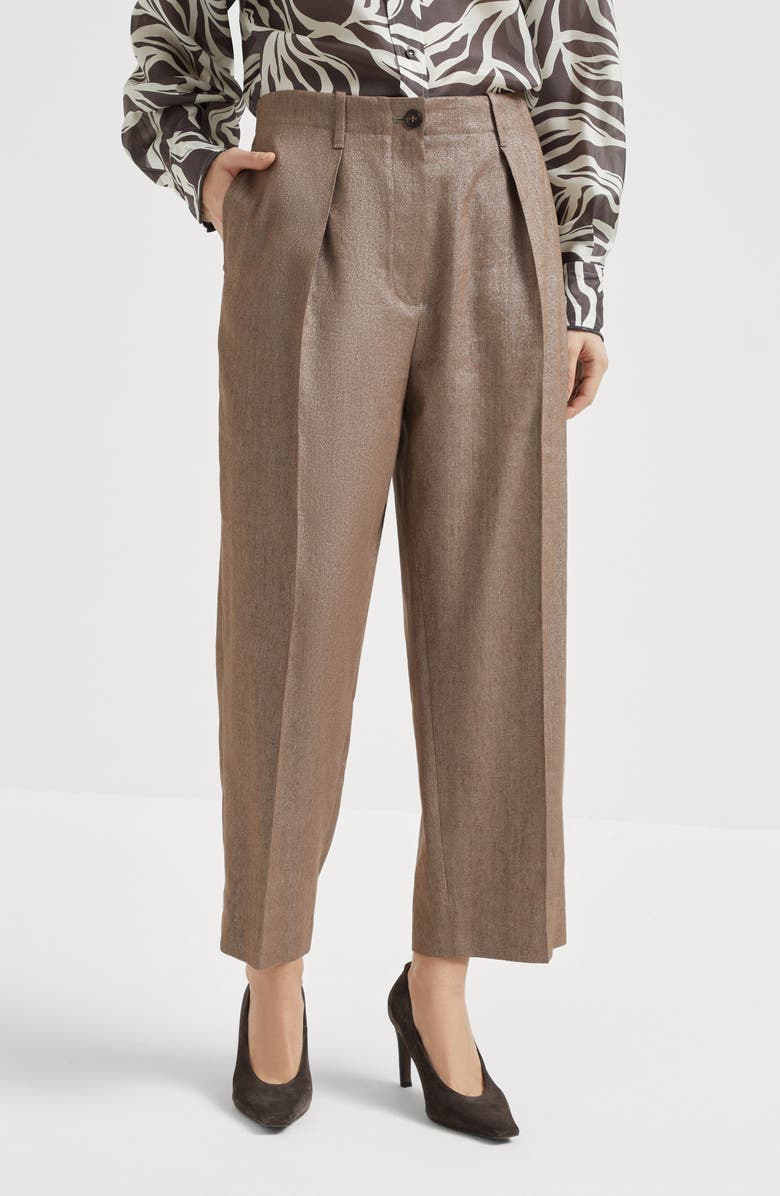 Brunello Cucinelli Pleated Chino trousers, Alternate, color, Hazelnut