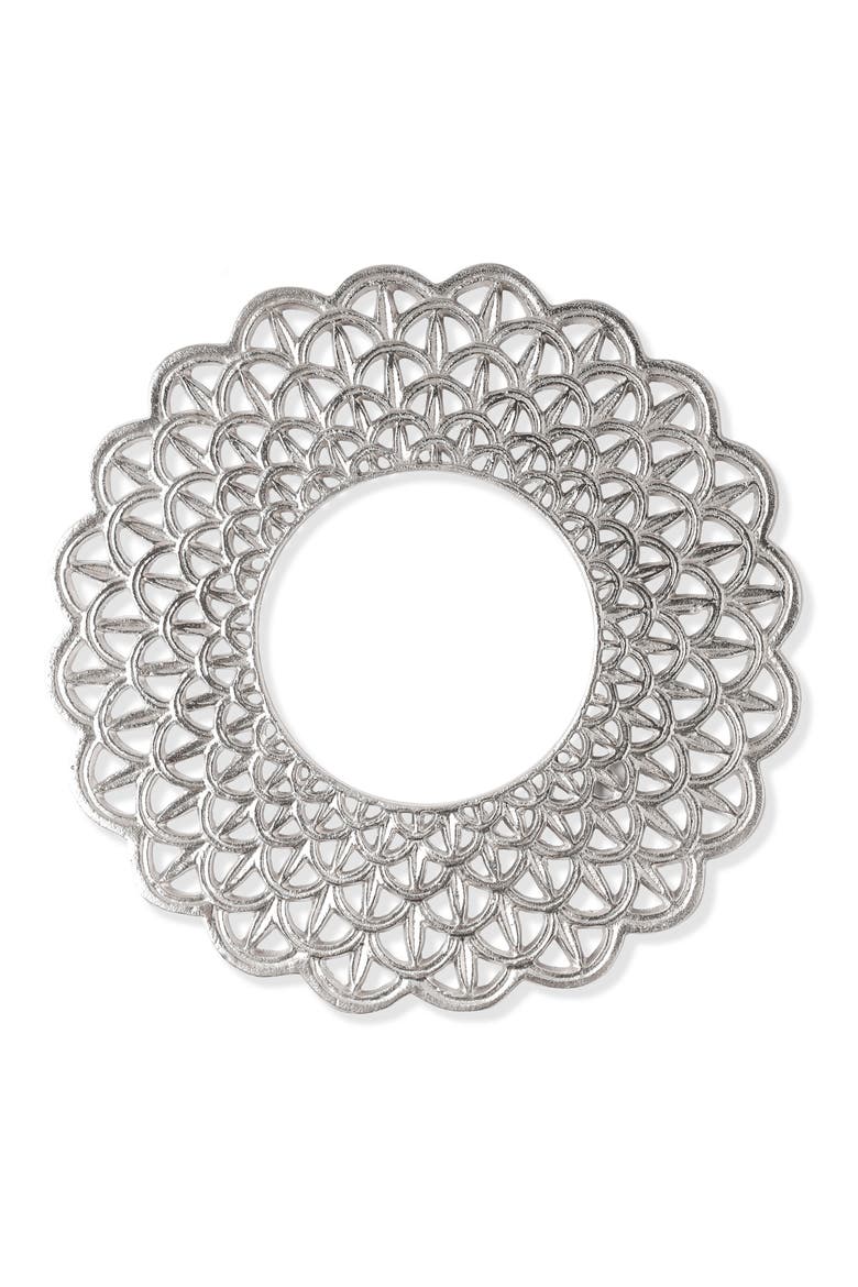 Scalloped Lattice Aluminum Charger, Main, color, SILVER