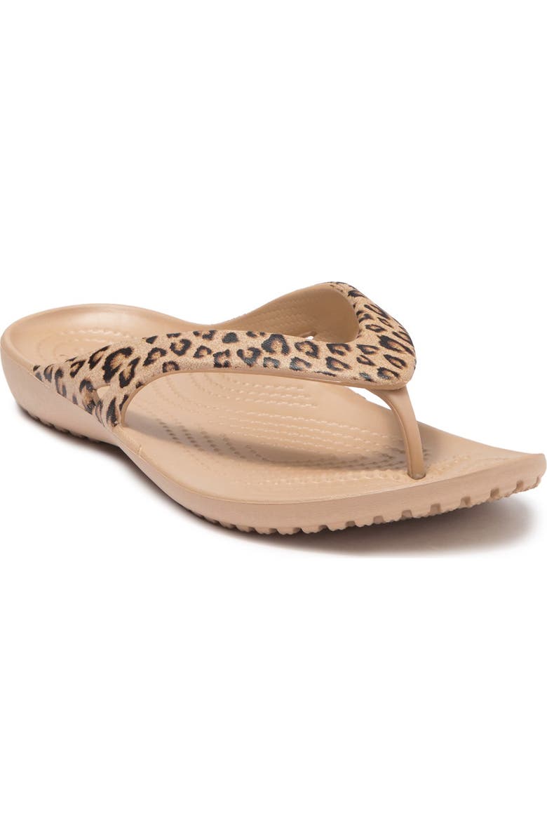 CROCS Kadee II Leopard Flip Flop Sandal, Main, color, Lpd/Gld