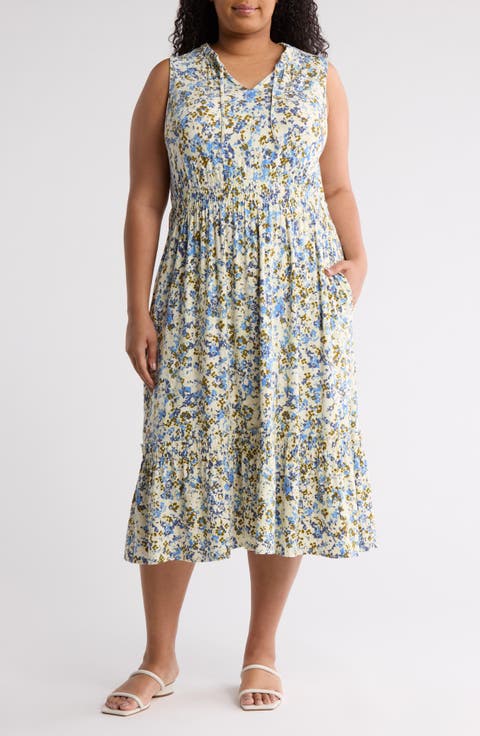 Sleeveless Ruffle Neck Dress (Plus)