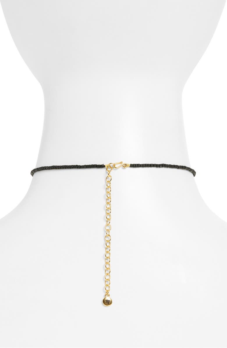 Madewell Heart Charm Beaded Necklace, Alternate, color, Jet Black
