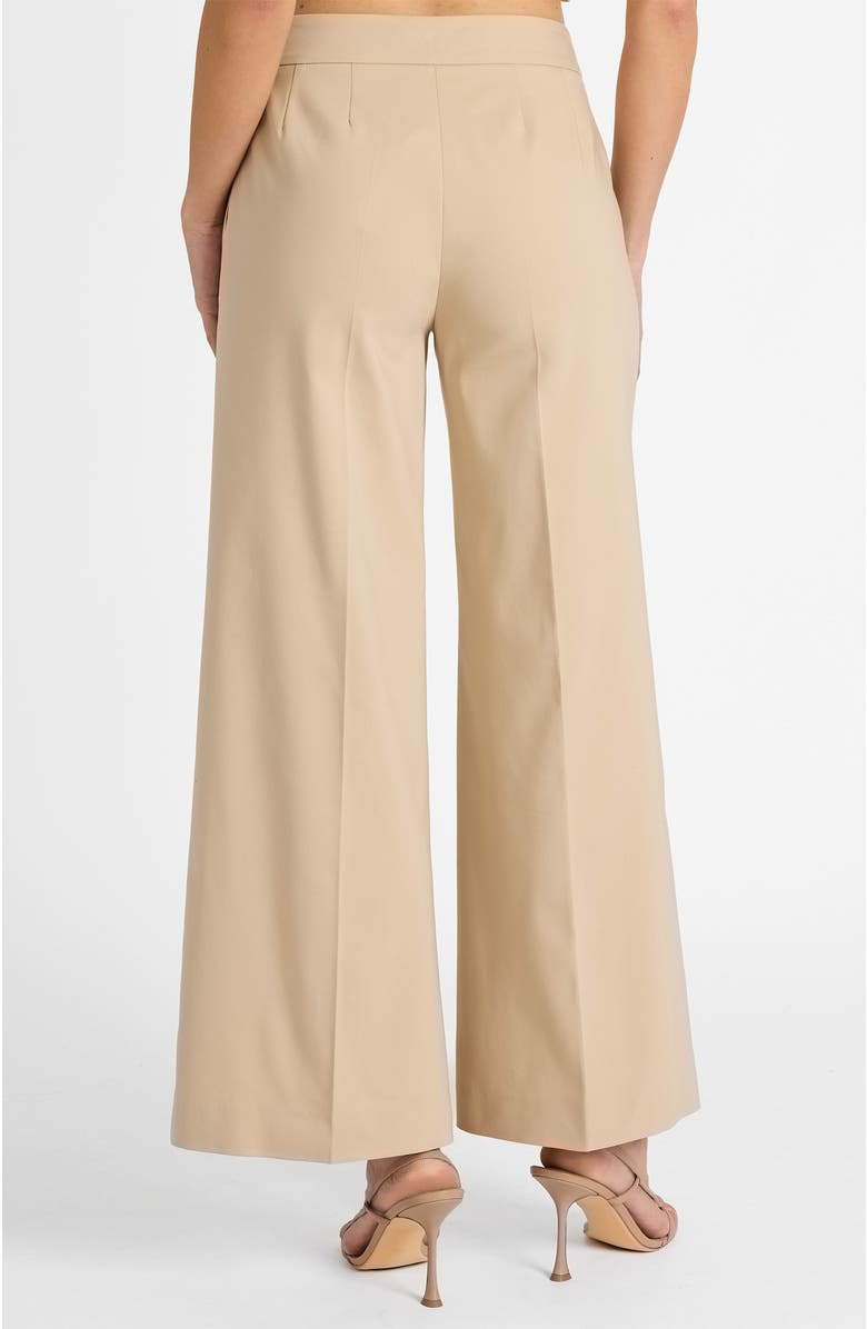 Santorelli Thea Cropped Wide Leg Pants in Stretch Cotton, Alternate, color, Latte
