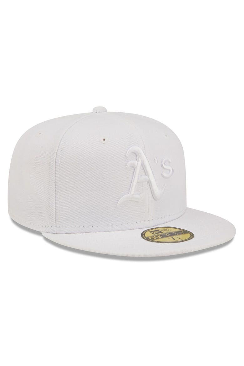 Men's New Era Oakland Athletics White on White 59FIFTY Fitted Hat, Alternate, color, White