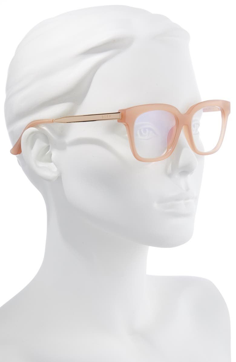 DIFF Bella 50mm Round Blue Light Blocking Glasses, Alternate, color, Rustique/ Beige