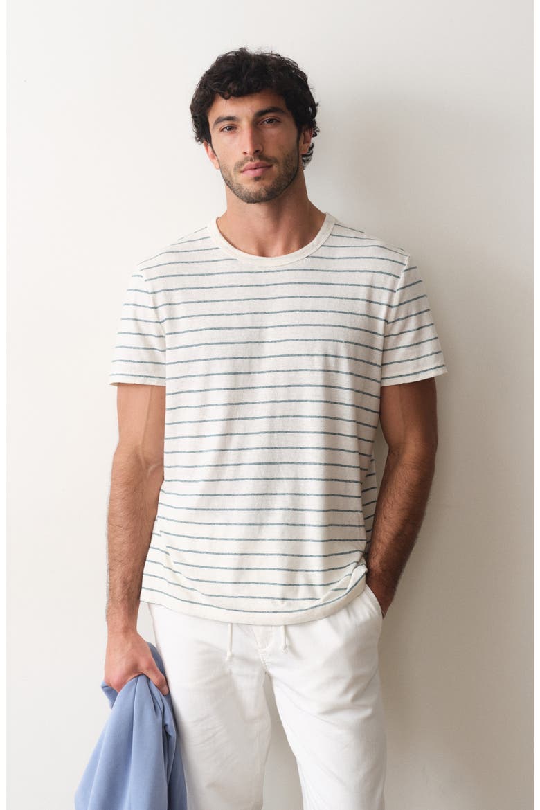 Relaxed Striped Hemp and Cotton T-Shirt, Alternate, color, WHITE/ MEDITERRANEA STRIPE