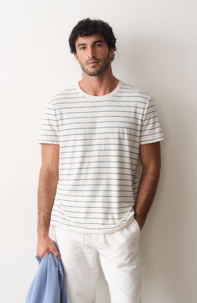 Marine Layer Relaxed Striped Hemp and Cotton T-Shirt, Alternate, color, White/ Mediterranea Stripe