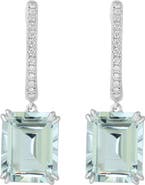 EFFY 14K White Gold Emerald Cut White Topaz & Diamond Drop Earrings