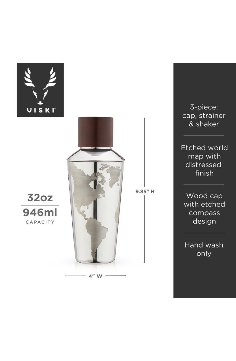 Viski Globe Cocktail Shaker, Alternate, color, Silver