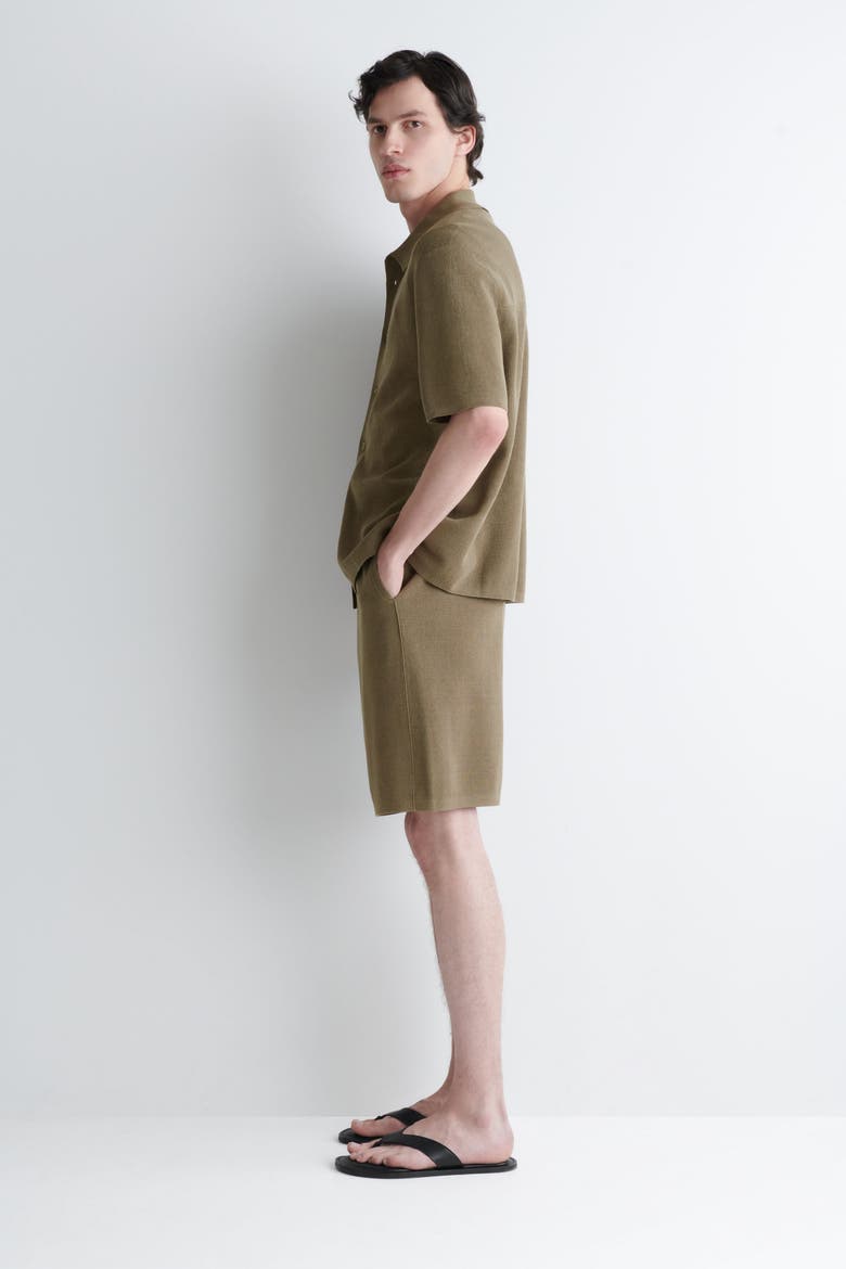 Knitted Linen Short-sleeved Shirt, Alternate, color, KHAKI