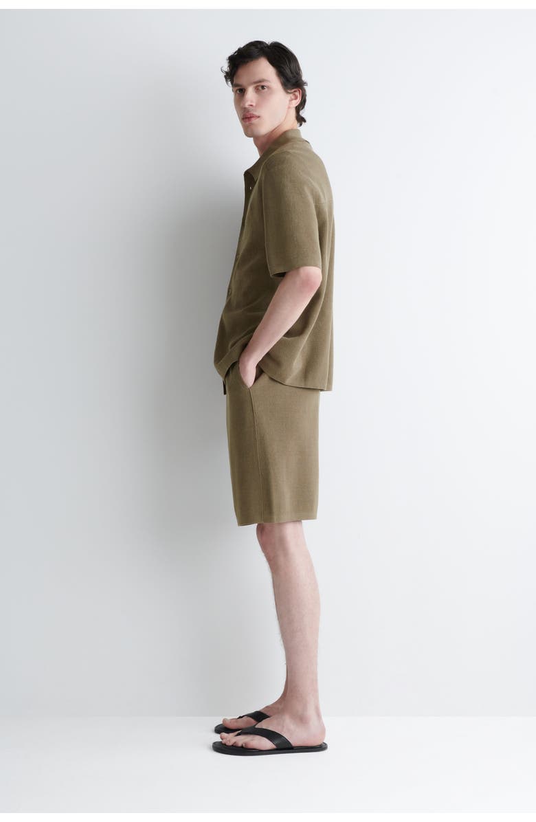 COS Knitted Linen Short-sleeved Shirt, Alternate, color, Khaki